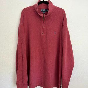 Men's Polo Ralph Lauren Estate Rib Quarter Zip Pastel Red Pullover Sweater